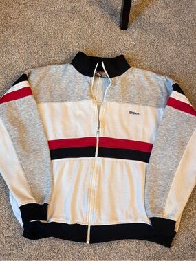 Wilson White, Gray & Red Zip-Up Men’s Track Jacket with Black Accents